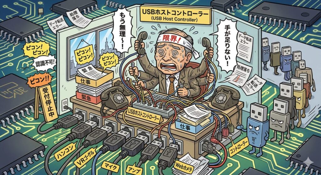 USBホストコントローラーのキャパオーバー