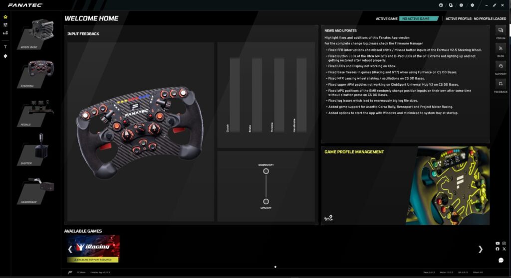 Fanatec Appの画面